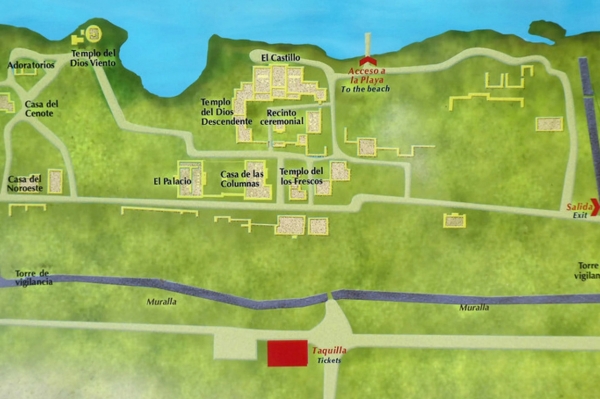 plan du site archéologique Plan site archéologique Tulum
